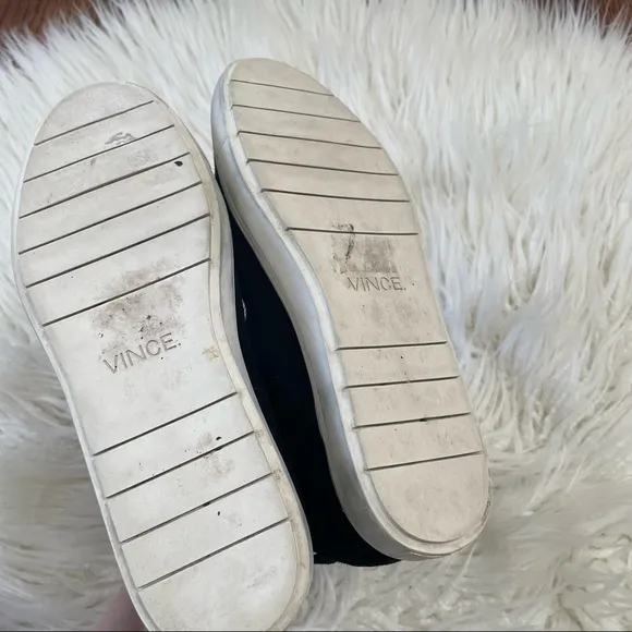 Vince Newlyn black suede slip on high‎ top sneaker shoes ladies 8.5
