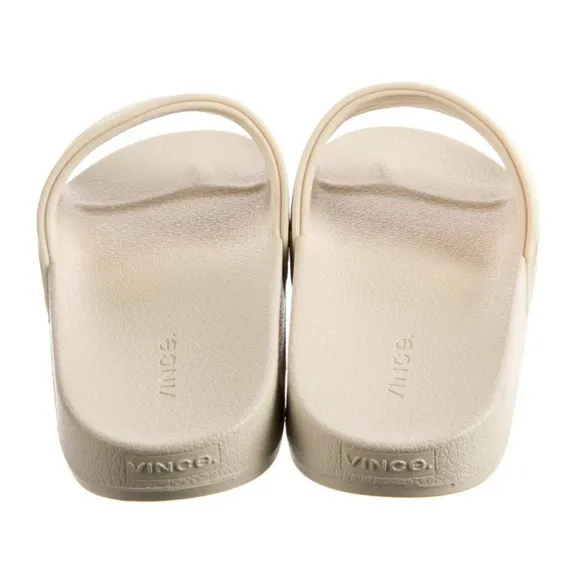 Vince Watley Ivory Slip On Slide Quilted Sandals Shoes