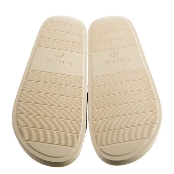 Vince Watley Ivory Slip On Slide Quilted Sandals Shoes