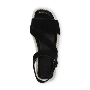 VINCE. Womens Black Strappy Eliana Round Toe Buckle Leather Espadrille Shoes 6 M