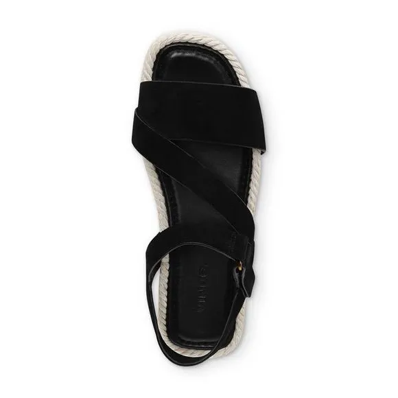VINCE. Womens Black Strappy Eliana Round Toe Buckle Leather Espadrille Shoes 6 M