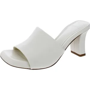 Vince Womens Lulu White Leather Square Toe Slides Heels Shoes New