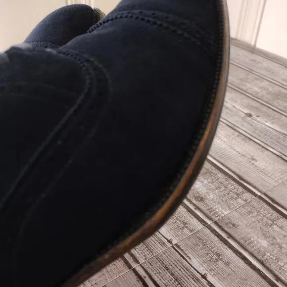 Vintage 1940's Stetson Old Masters Saratoga Dark Blue Suede Cap-Toe Oxford Shoes