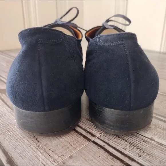 Vintage 1940's Stetson Old Masters Saratoga Dark Blue Suede Cap-Toe Oxford Shoes