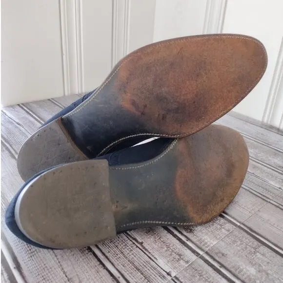 Vintage 1940's Stetson Old Masters Saratoga Dark Blue Suede Cap-Toe Oxford Shoes