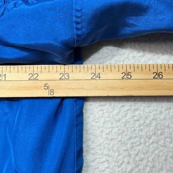 Vintage 80s Latch On Silk Jacket Womens Size L Royal Blue Windbreaker Y2K Retro