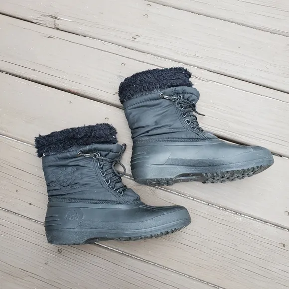 Vintage 90s y2k Sorel Black Snowflake Embroidered Waterproof Snow Winter Boots