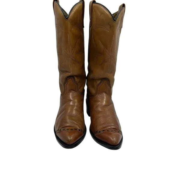 Vintage Acme Boots Cowgirl Brown Leather Heel Women sz. 7C Style 77236 USA