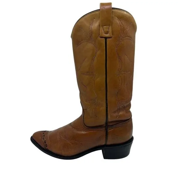 Vintage Acme Boots Cowgirl Brown Leather Heel Women sz. 7C Style 77236 USA