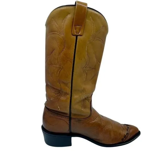 Vintage Acme Boots Cowgirl Brown Leather Heel Women sz. 7C Style 77236 USA
