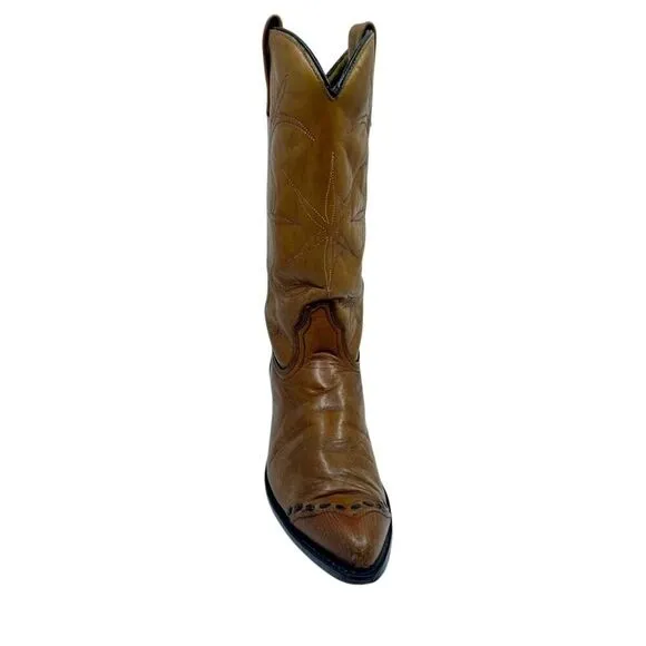 Vintage Acme Boots Cowgirl Brown Leather Heel Women sz. 7C Style 77236 USA