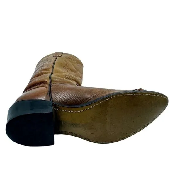 Vintage Acme Boots Cowgirl Brown Leather Heel Women sz. 7C Style 77236 USA