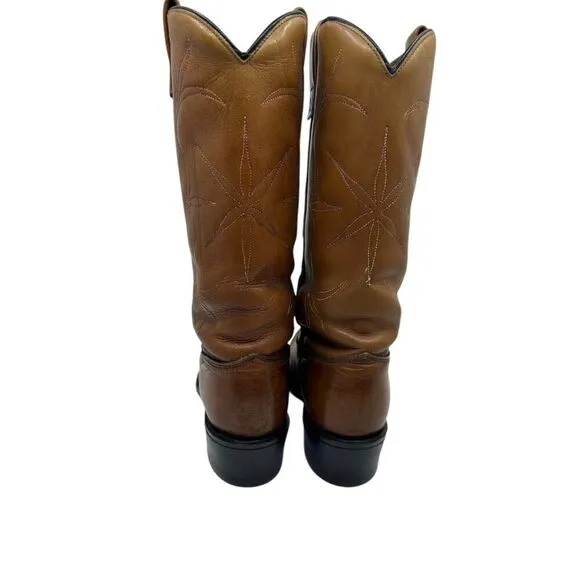 Vintage Acme Boots Cowgirl Brown Leather Heel Women sz. 7C Style 77236 USA