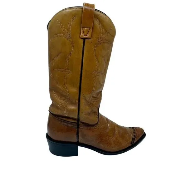 Vintage Acme Boots Cowgirl Brown Leather Heel Women sz. 7C Style 77236 USA