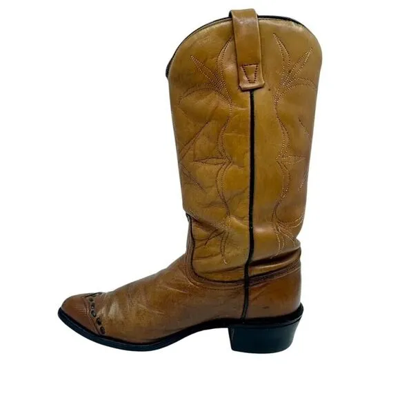 Vintage Acme Boots Cowgirl Brown Leather Heel Women sz. 7C Style 77236 USA