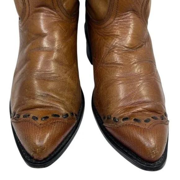 Vintage Acme Boots Cowgirl Brown Leather Heel Women sz. 7C Style 77236 USA