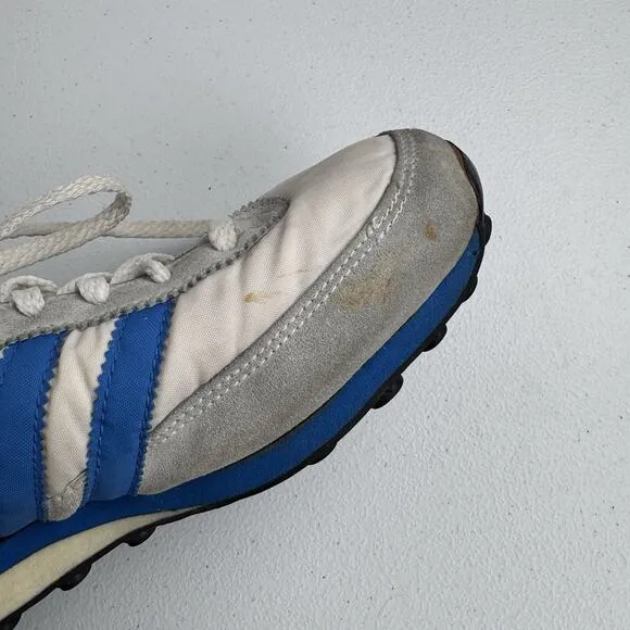 Vintage Adidas TRX Competition Running Shoes Germany 3 Stripes White Blue 8.5