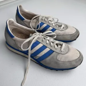 Vintage Adidas TRX Competition Running Shoes Germany 3 Stripes White Blue 8.5