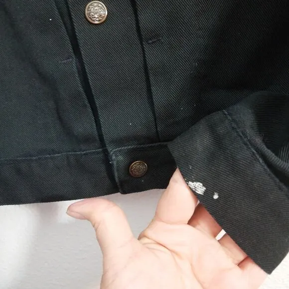 Vintage black denim jean jacket skull snake back