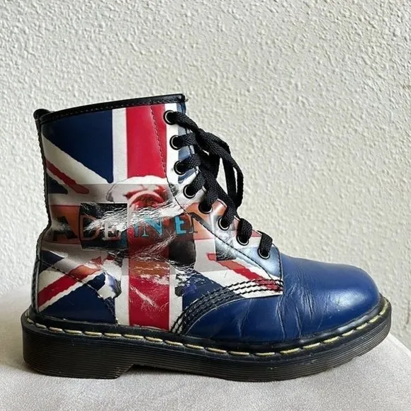 Vintage Dr Martens 1460 Boots Made in England Bull Dog Union Jack 38