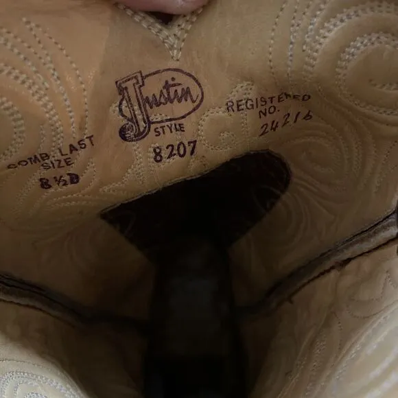 Vintage‎ Exotic Justin Cowboy Boots Men’s 8.5D Western Style 8207 Country Rodeo