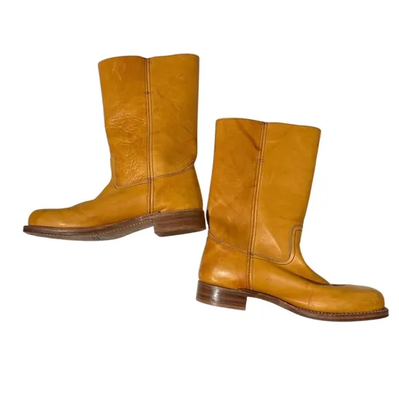 Vintage Frye Campus Banana Yellow Boots Women’s 12 Western Boho Neutral Viral