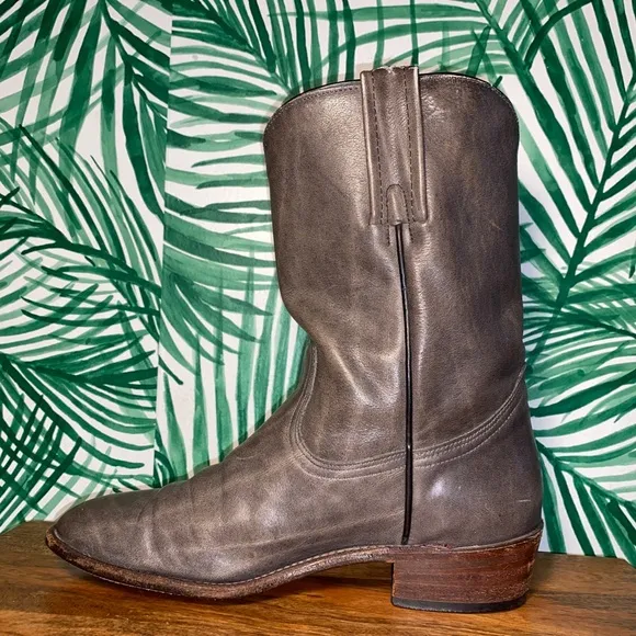 Vintage Frye Gray Leather Cowboy Boots Men’s 7.5 D USA