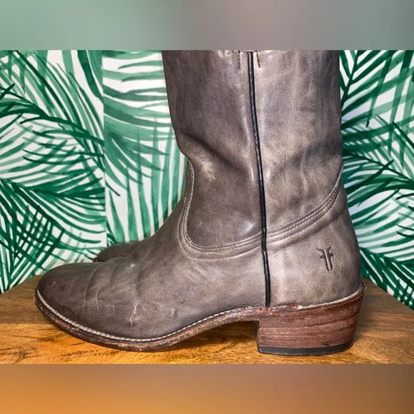 Vintage Frye Gray Leather Cowboy Boots Men’s 7.5 D USA