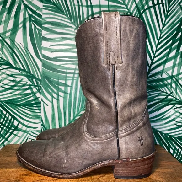 Vintage Frye Gray Leather Cowboy Boots Men’s 7.5 D USA