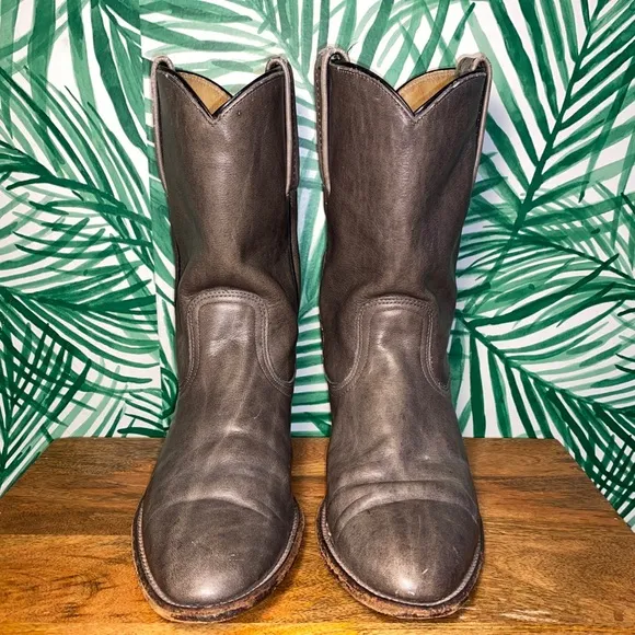 Vintage Frye Gray Leather Cowboy Boots Men’s 7.5 D USA