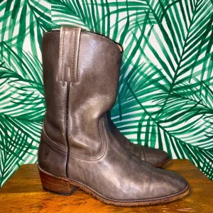 Vintage Frye Gray Leather Cowboy Boots Men’s 7.5 D USA