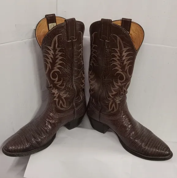 Vintage Iguana Boots Nocona Men's Lizard Exotic Leather Sz 8D Style 28170