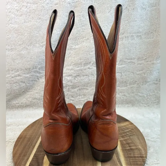 Vintage Justin Brown Leather Cowboy Boots Mens Size 8.5 E Style 2497