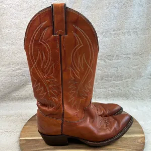 Vintage Justin Brown Leather Cowboy Boots Mens Size 8.5 E Style 2497