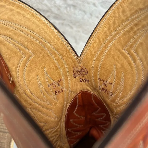 Vintage Justin Brown Leather Cowboy Boots Mens Size 8.5 E Style 2497