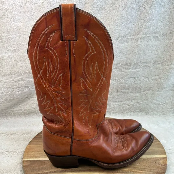 Vintage Justin Brown Leather Cowboy Boots Mens Size 8.5 E Style 2497