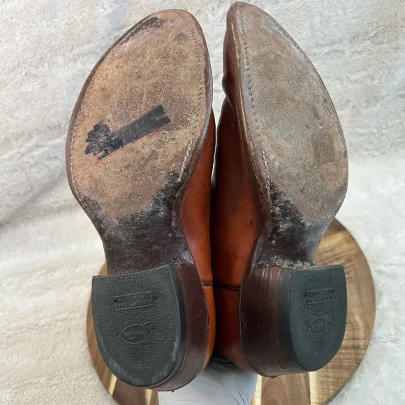 Vintage Justin Brown Leather Cowboy Boots Mens Size 8.5 E Style 2497