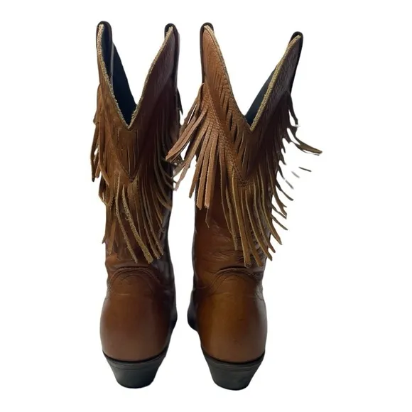 Vintage Laredo Women’s Brown Leather Fringe Western Cowgirl Boots