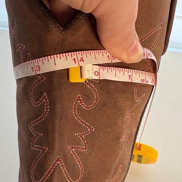 Vintage Leather Cowboy Boots Western Booties Brown Red Accent Size 10.5