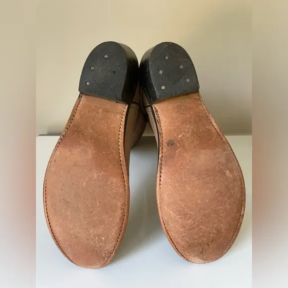 Vintage Leather Cowboy Boots Western Booties Brown Red Accent Size 10.5