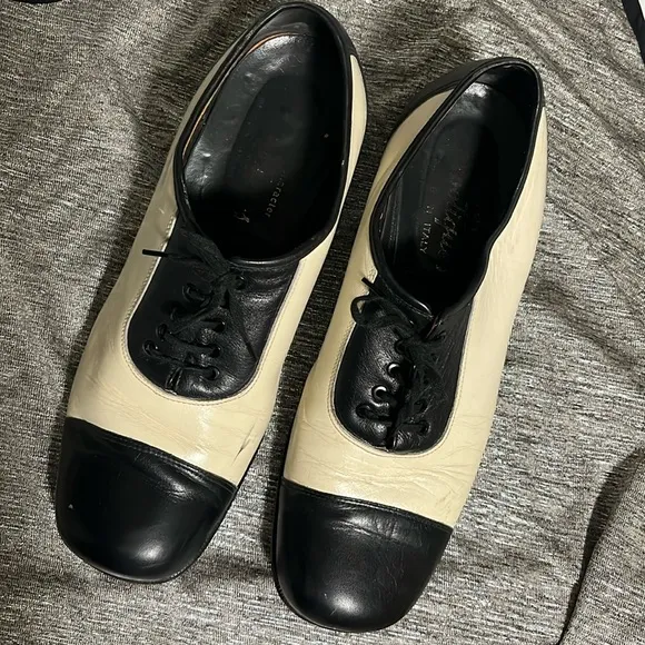 Vintage London Character Made in Italy Mens Oxford Shoes 8 Black Toe