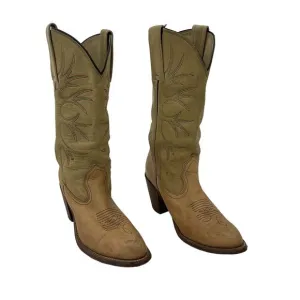 Vintage Made in USA Frye Western Boots Women Size 8B Beige Leather Preowned