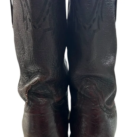 Vintage Men’s  Lucchese 2000 Black Cherry Ostrich Cowboy Boots Size 10.5 E
