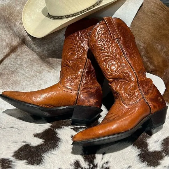 Vintage Real Leather Cowboy Boots Festival Rave Burning Man  B22