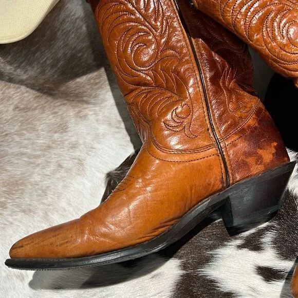 Vintage Real Leather Cowboy Boots Festival Rave Burning Man  B22