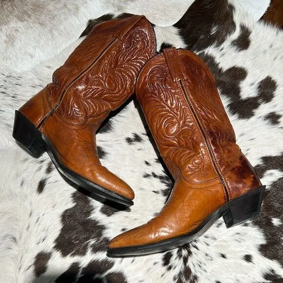 Vintage Real Leather Cowboy Boots Festival Rave Burning Man  B22