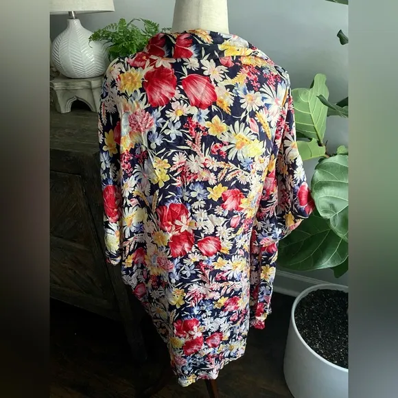 Vintage Silx 100% Silk Floral Robe Gown Nightie | August Silk |Women’s Large
