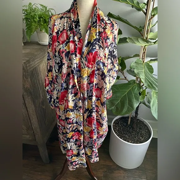 Vintage Silx 100% Silk Floral Robe Gown Nightie | August Silk |Women’s Large