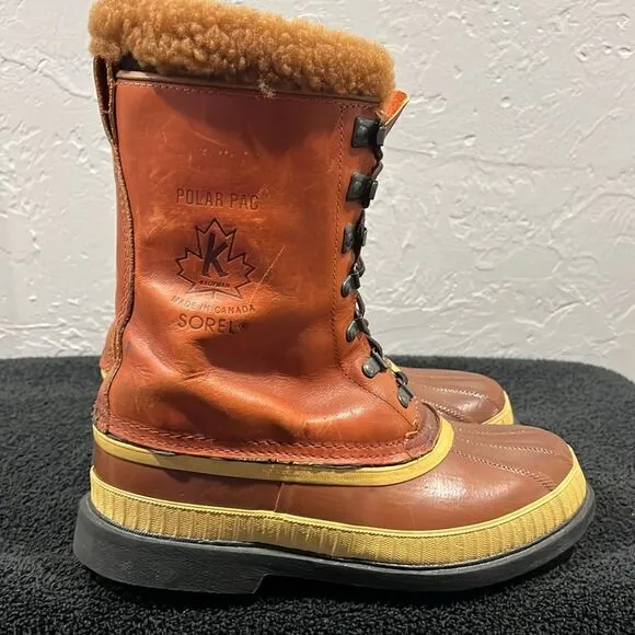 🔥🔥 Vintage SOREL KAUFMAN Polar Pac Boots Leather/Rubber/Wool Inserts Sz 6 - EU
