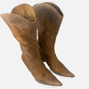 Vintage Women’s Western Cowgirl Leather Boots Made in Italy 37 EU 6.5 US Pointed